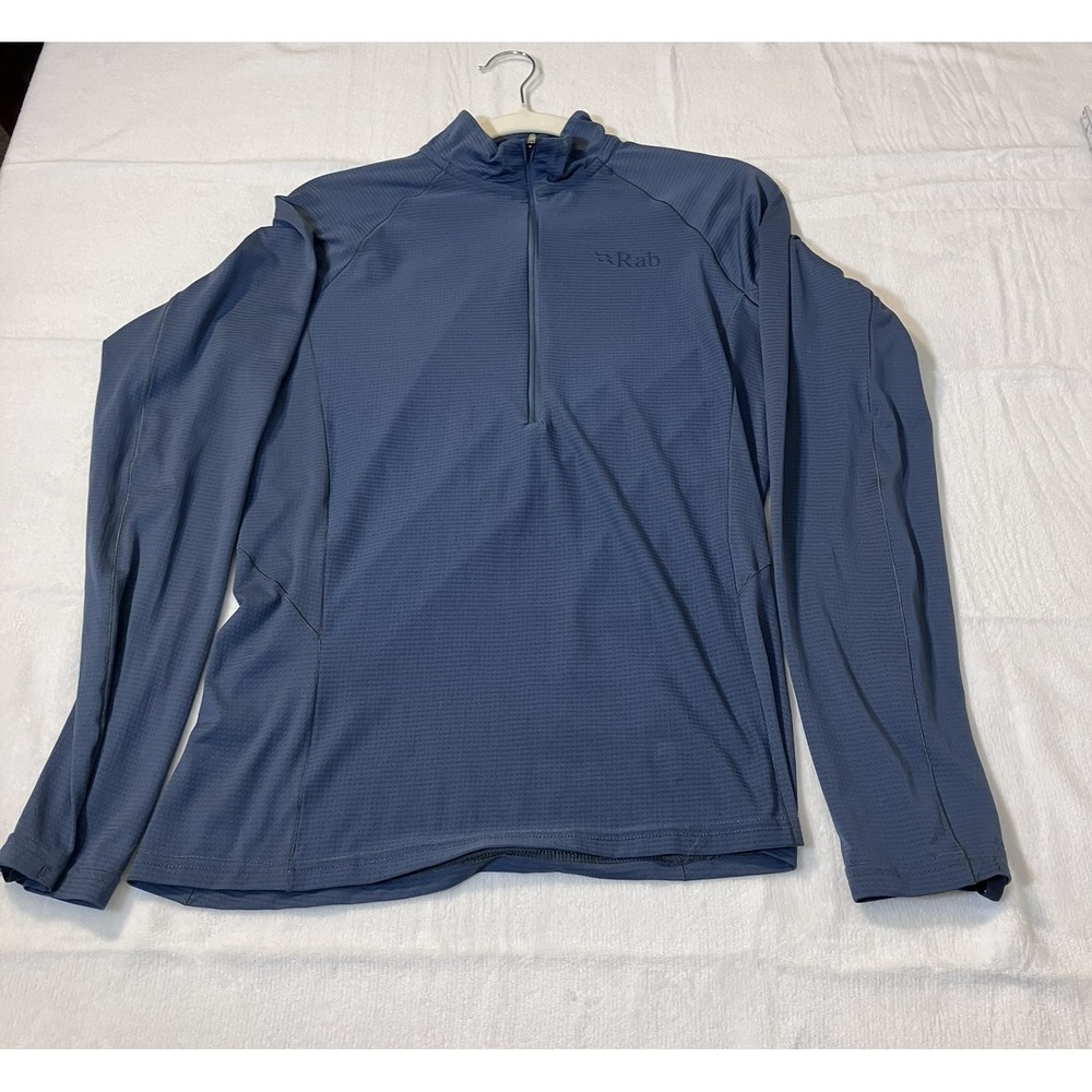 Rab Sonic LS Zip Mens Small Blue Technical Base Layer Half Zip Hiking Shirt